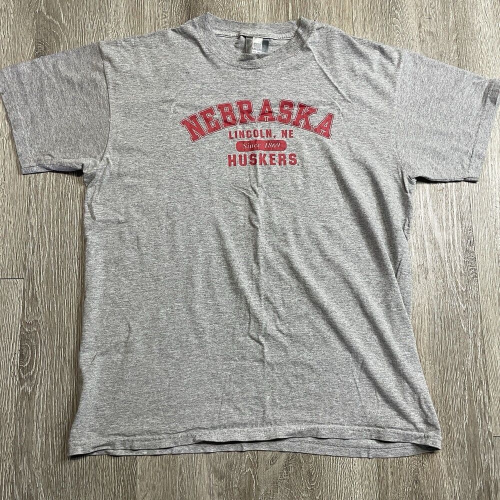 Vintage Nebraska Corn Huskers T Shirt Grey Sz L